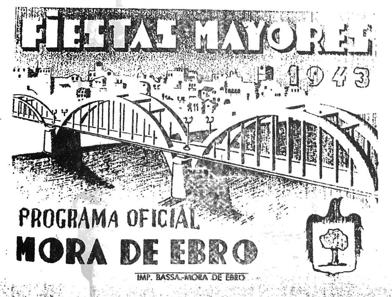 Publicació festiva de Móra d'Ebre de 1943 amb el pont de les Arcades