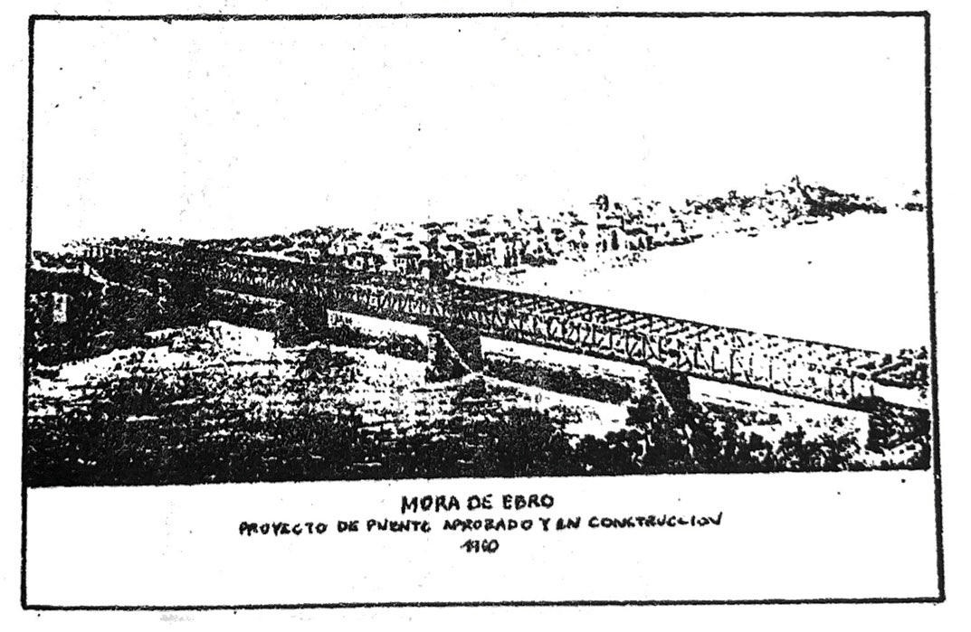 Imatge històrica del pont de ferro de Móra d'Ebre